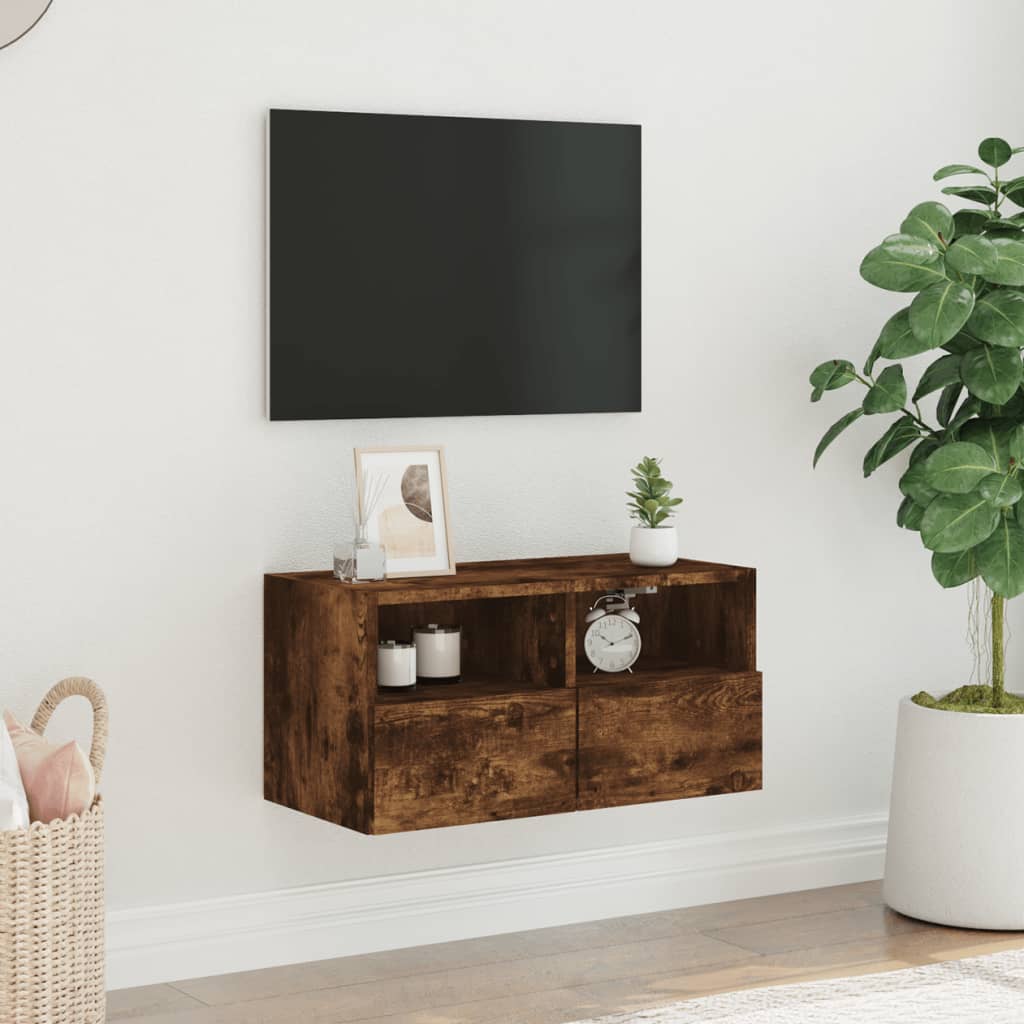 TV Wall Cabinet 60x30x30 cm Engineered Wood 1 Width 60 cm Smoked oak