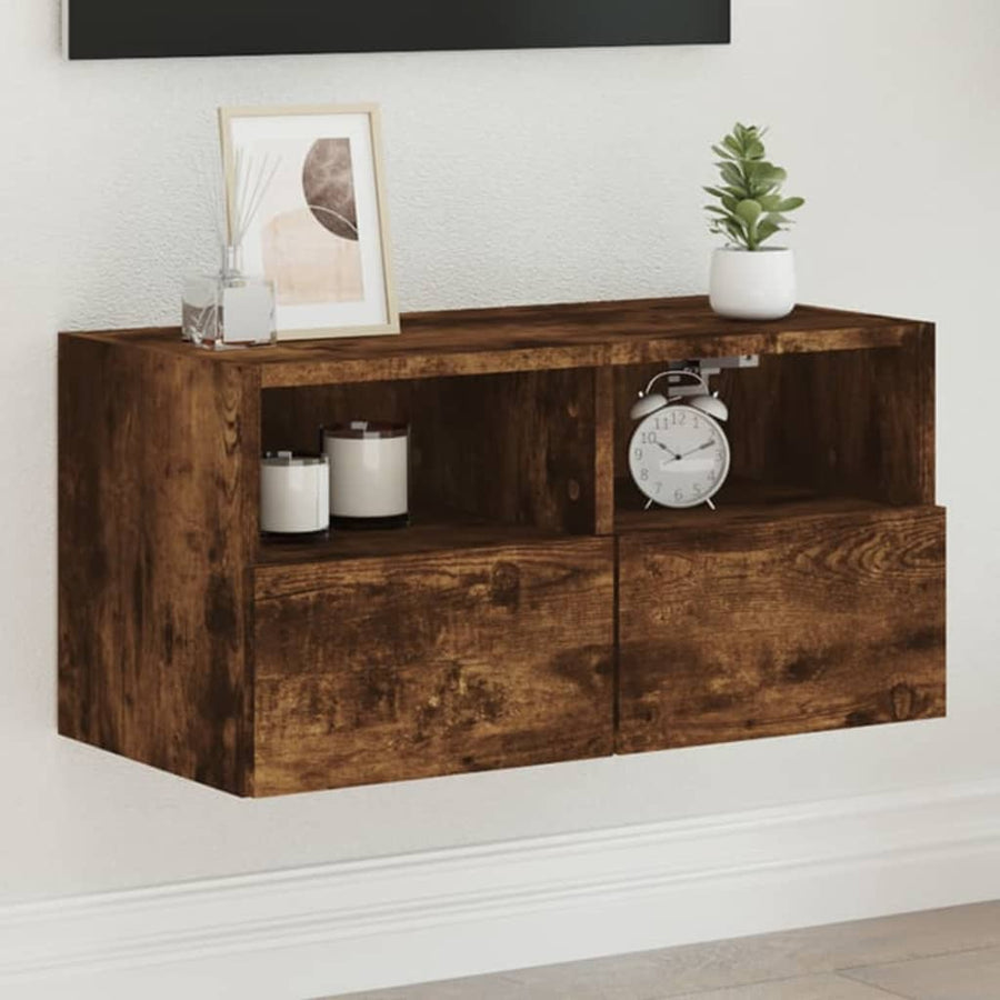 vidaXL TV Wall Cabinet Smoked Oak 60x30x30 cm Engineered Wood 1