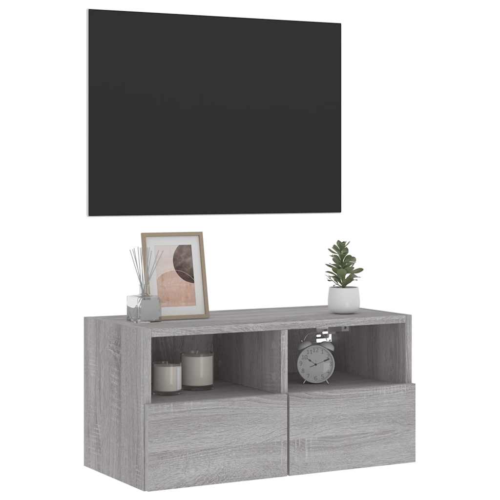 vidaXL TV Wall Cabinet Grey Sonoma 60x30x30 cm Engineered Wood 5