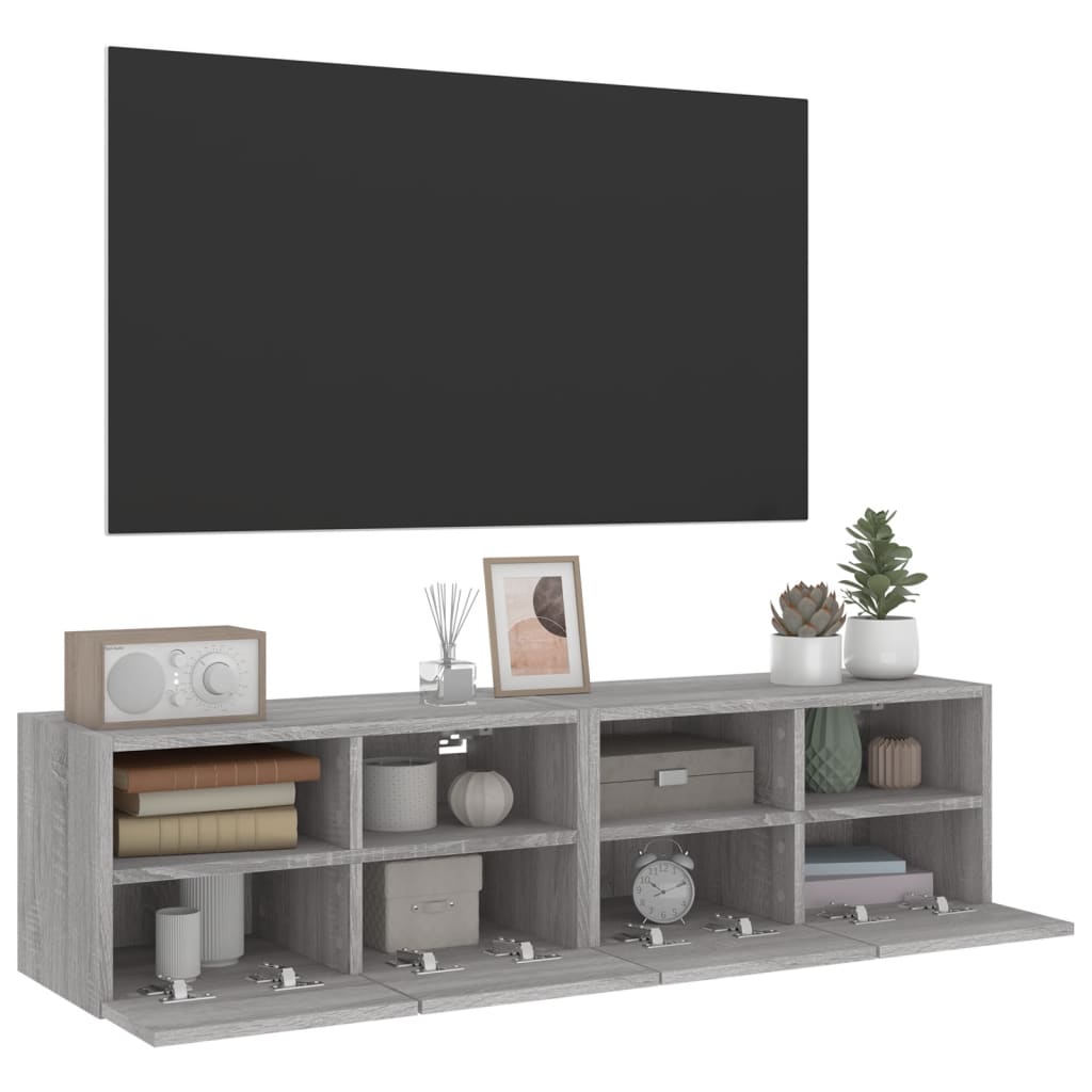 vidaXL TV Wall Cabinets 2 pcs Grey Sonoma 60x30x30 cm Engineered Wood 5