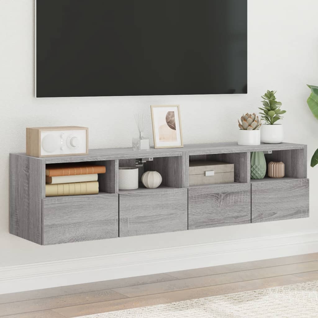 vidaXL TV Wall Cabinets 2 pcs Grey Sonoma 60x30x30 cm Engineered Wood 1