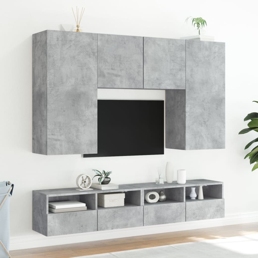 vidaXL TV Wall Cabinet Concrete Grey 80x30x30 cm Engineered Wood 4
