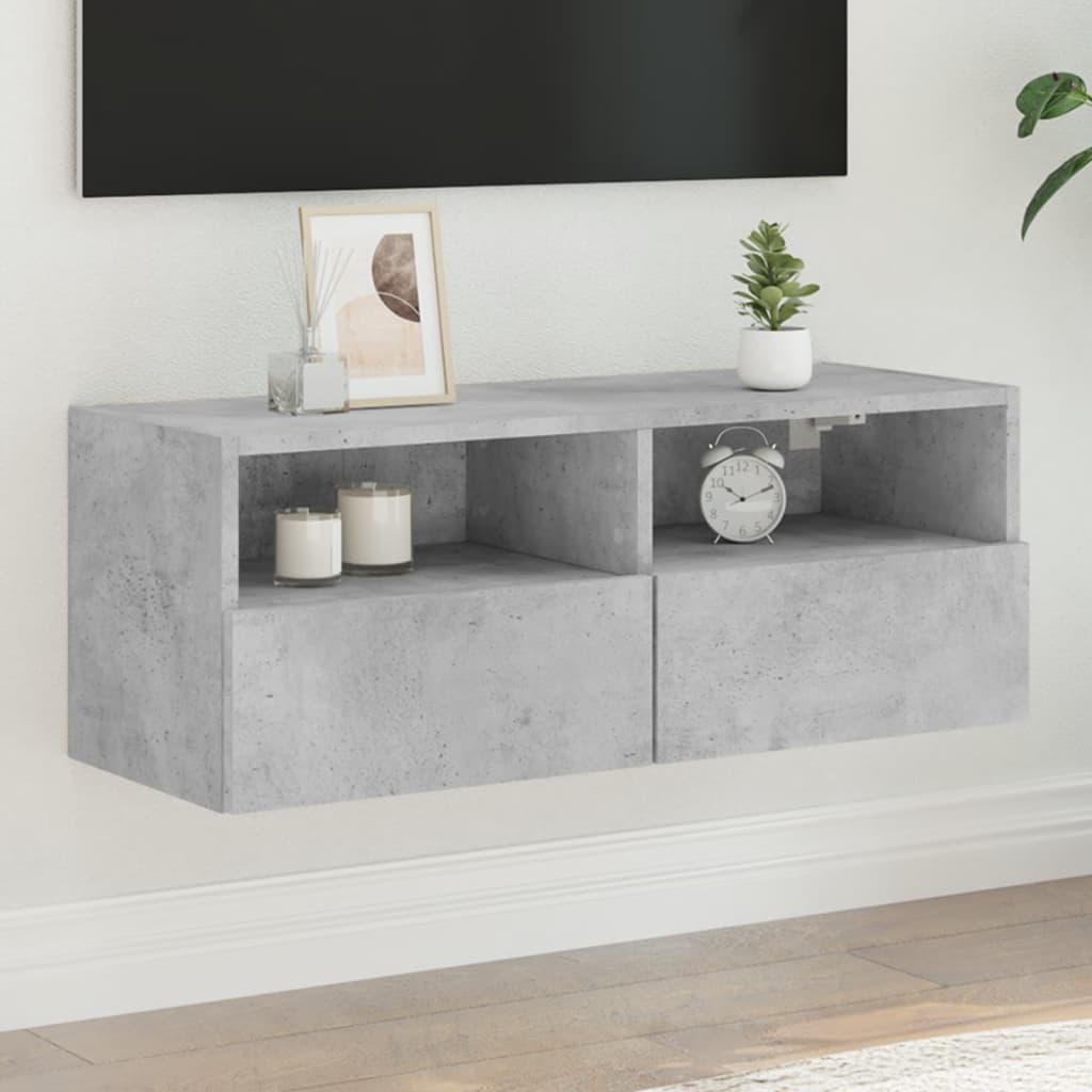 vidaXL TV Wall Cabinet Concrete Grey 80x30x30 cm Engineered Wood 1