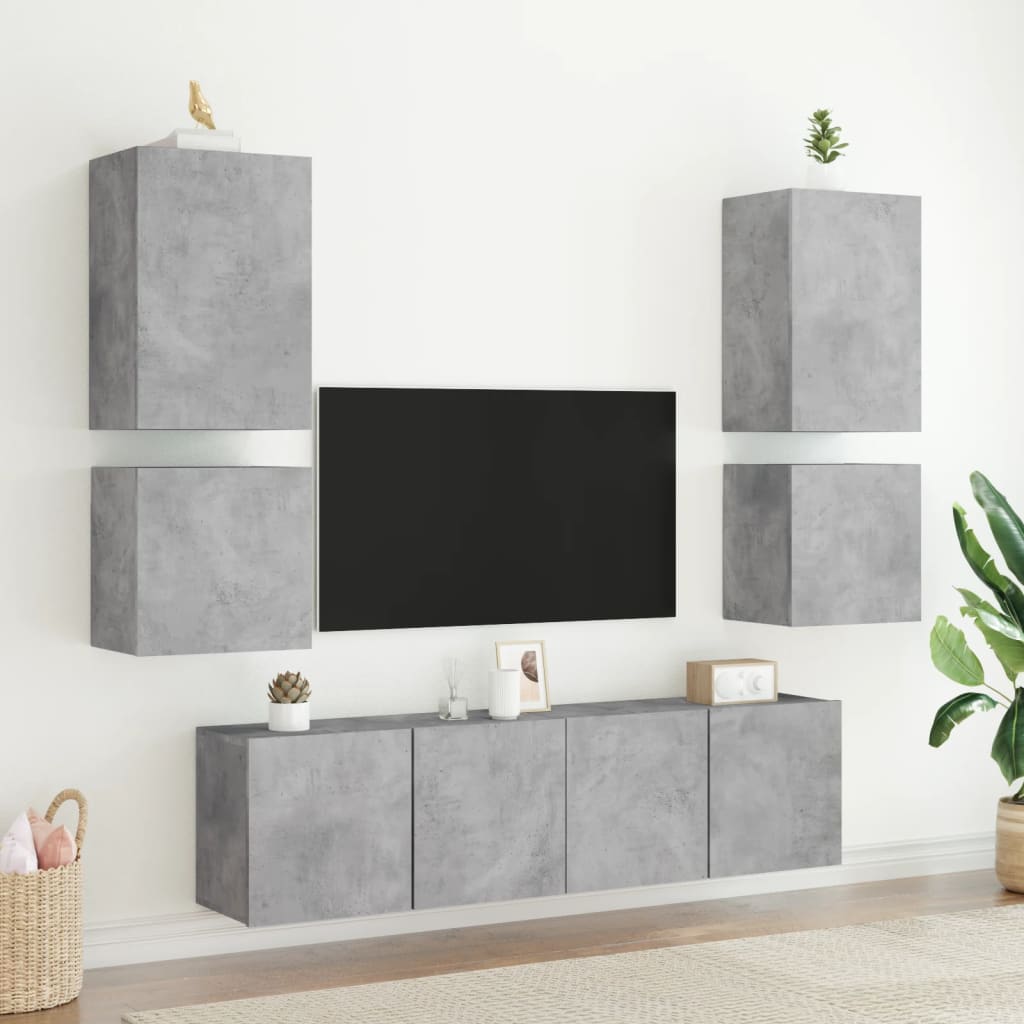 vidaXL TV Wall Cabinets 2 pcs Concrete Grey 40.5x30x40 cm Engineered Wood 4