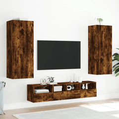 vidaXL TV Wall Cabinet Smoked Oak 40.5x30x102 cm Engineered Wood 4
