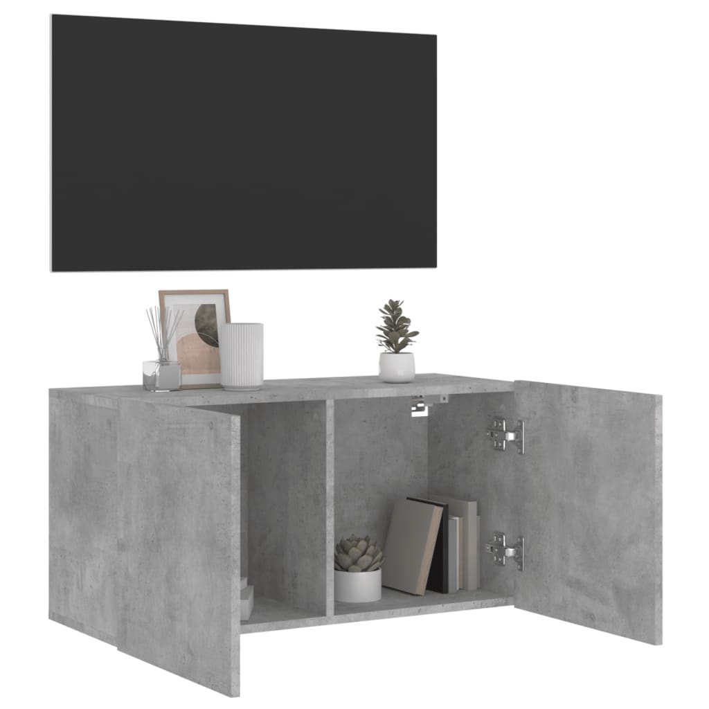vidaXL TV Cabinet Wall-mounted Concrete Grey 80x30x41 cm 4