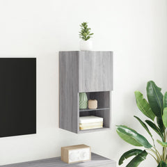vidaXL TV Cabinet with LED Lights Grey Sonoma 30.5x30x60 cm 4