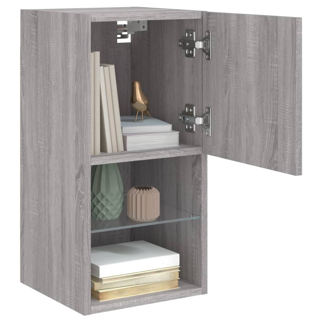 vidaXL TV Cabinet with LED Lights Grey Sonoma 30.5x30x60 cm 6