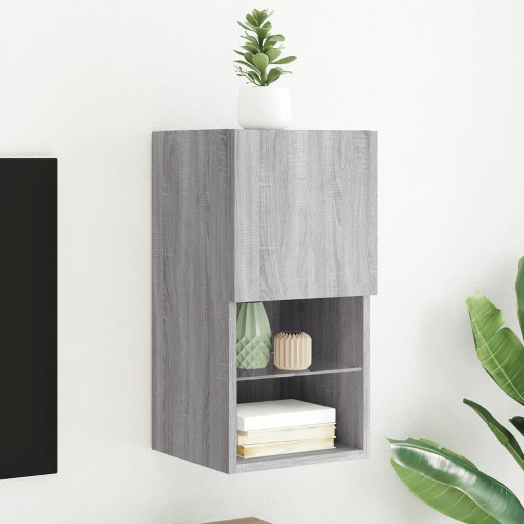 vidaXL TV Cabinet with LED Lights Grey Sonoma 30.5x30x60 cm 1