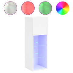 vidaXL TV Cabinet with LED Lights White 30.5x30x90 cm 2