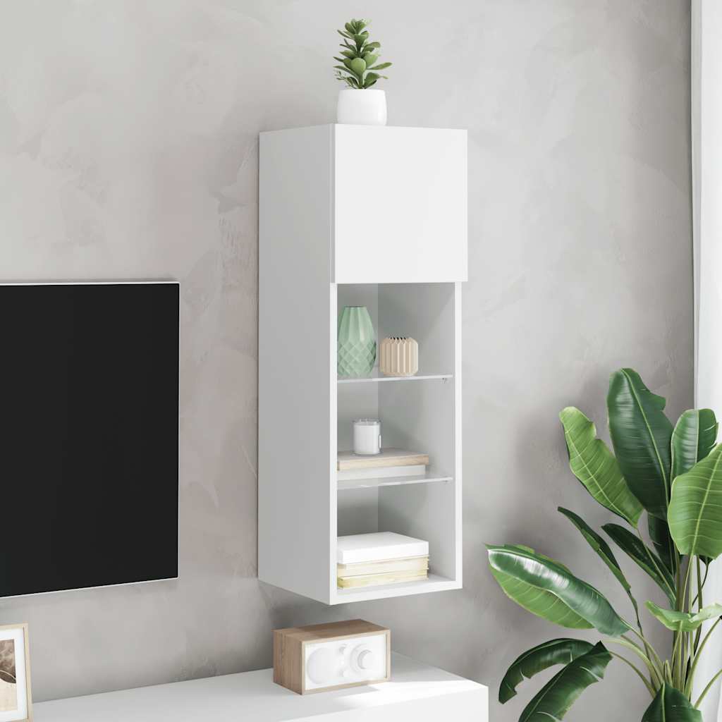 vidaXL TV Cabinet with LED Lights White 30.5x30x90 cm 4