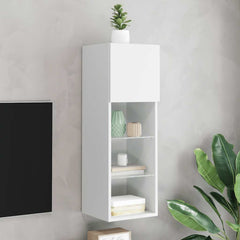 vidaXL TV Cabinet with LED Lights White 30.5x30x90 cm 1