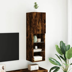 vidaXL TV Cabinet with LED Lights Smoked Oak 30.5x30x102 cm 4