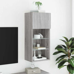 vidaXL TV Cabinet with LED Lights Grey Sonoma 40.5x30x90 cm 4