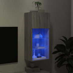 vidaXL TV Cabinet with LED Lights Grey Sonoma 40.5x30x90 cm 5