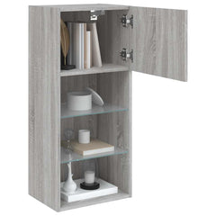 vidaXL TV Cabinet with LED Lights Grey Sonoma 40.5x30x90 cm 6