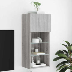 vidaXL TV Cabinet with LED Lights Grey Sonoma 40.5x30x90 cm 1