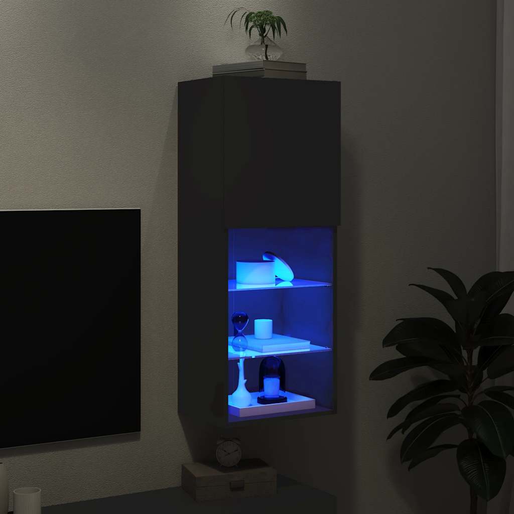 vidaXL TV Cabinet with LED Lights Black 40.5x30x102 cm 5