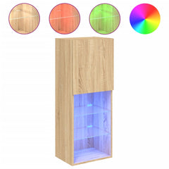 TV Cabinet with LED Lights 40,5x30x102 cm 1 Width 40.5 cm Height 102 cm Sonoma oak