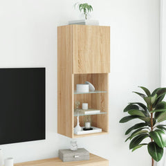 vidaXL TV Cabinet with LED Lights Sonoma Oak 40.5x30x102 cm 4