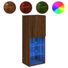 vidaXL TV Cabinet with LED Lights Brown Oak 40.5x30x102 cm 2