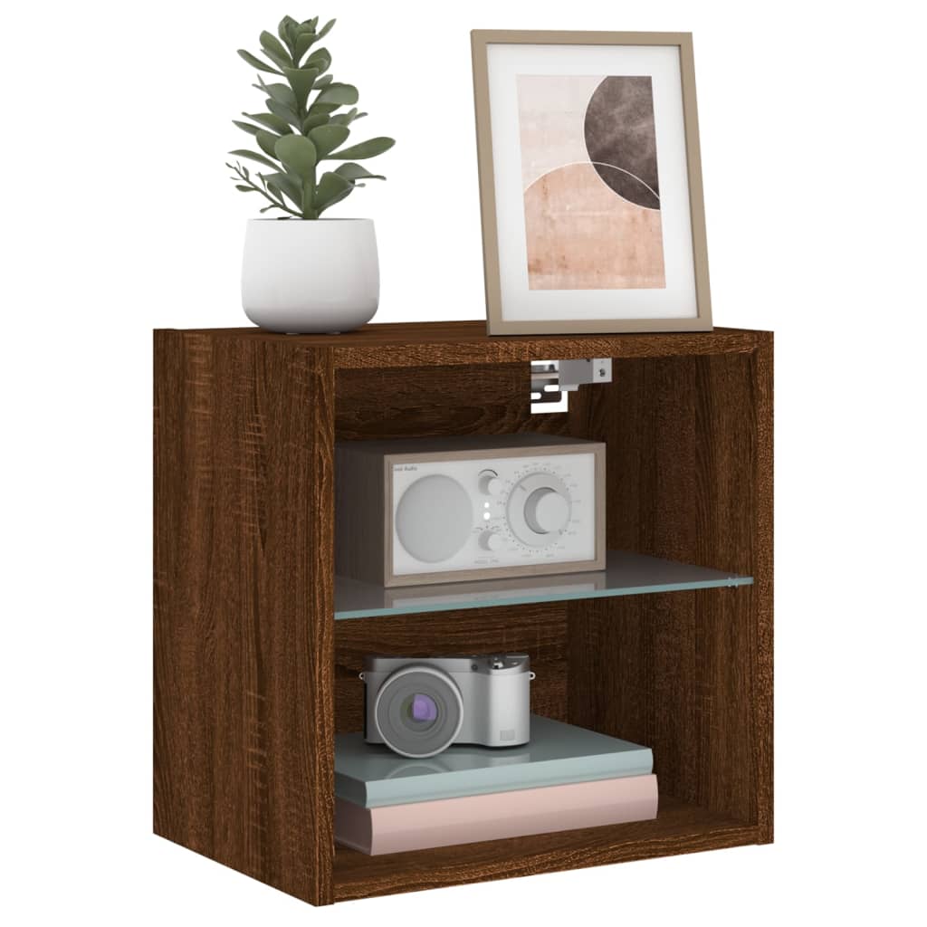 TV Wall Cabinets with LED Lights 30x28,5x30 cm 2 Brown oak 40 cm