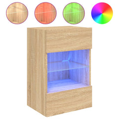 vidaXL TV Wall Cabinet with LED Lights Sonoma Oak 40x30x60,5 cm 2
