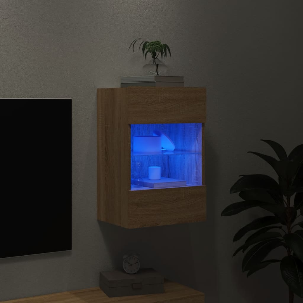 vidaXL TV Wall Cabinet with LED Lights Sonoma Oak 40x30x60,5 cm 3