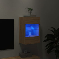 vidaXL TV Wall Cabinet with LED Lights Sonoma Oak 40x30x60,5 cm 3