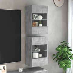 Wall Cabinets with LED for TV 40x30x60.5 cm 2 pcs Concrete grey