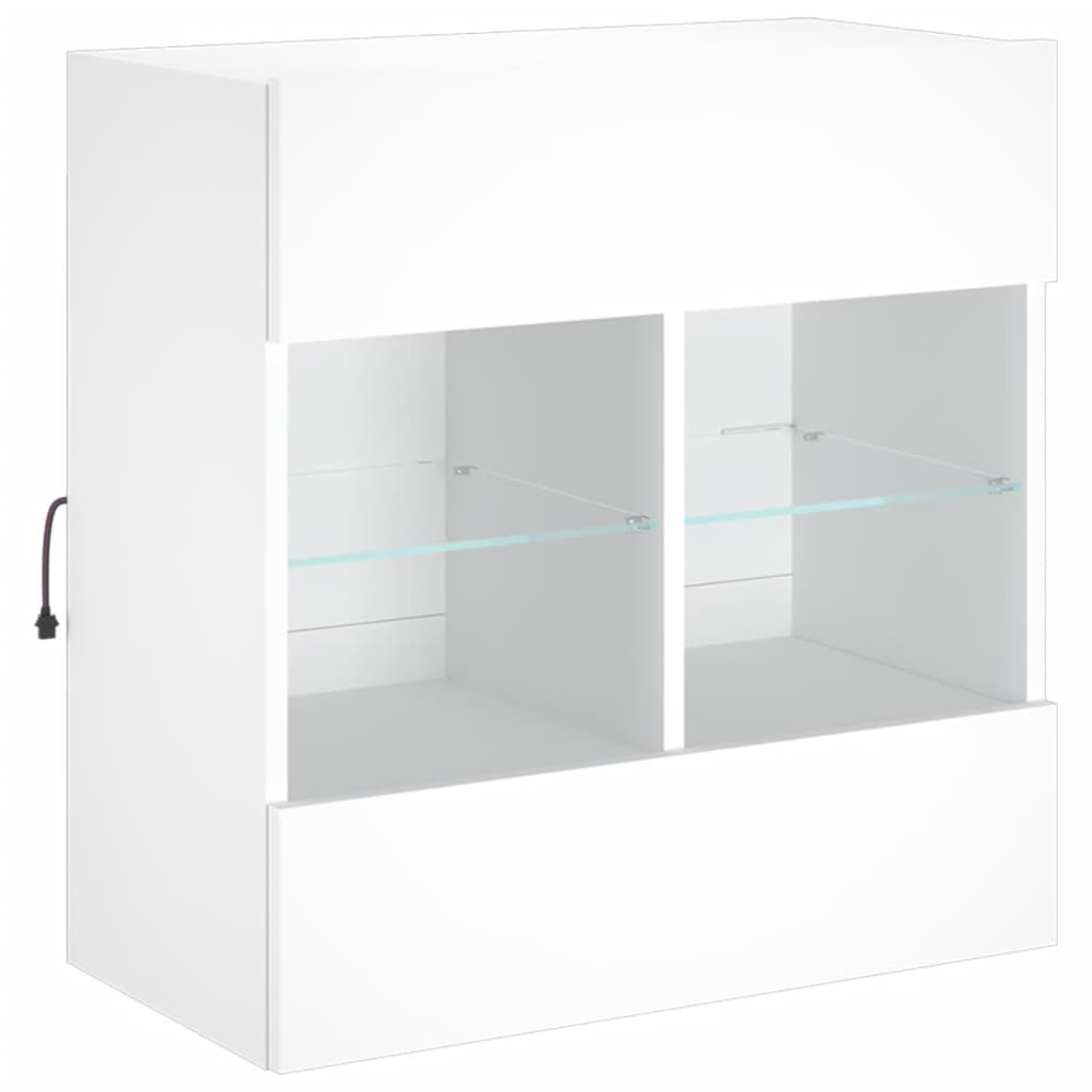 vidaXL TV Wall Cabinet with LED Lights White 58,5x30x60,5 cm 5