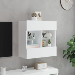 vidaXL TV Wall Cabinet with LED Lights White 58,5x30x60,5 cm 4