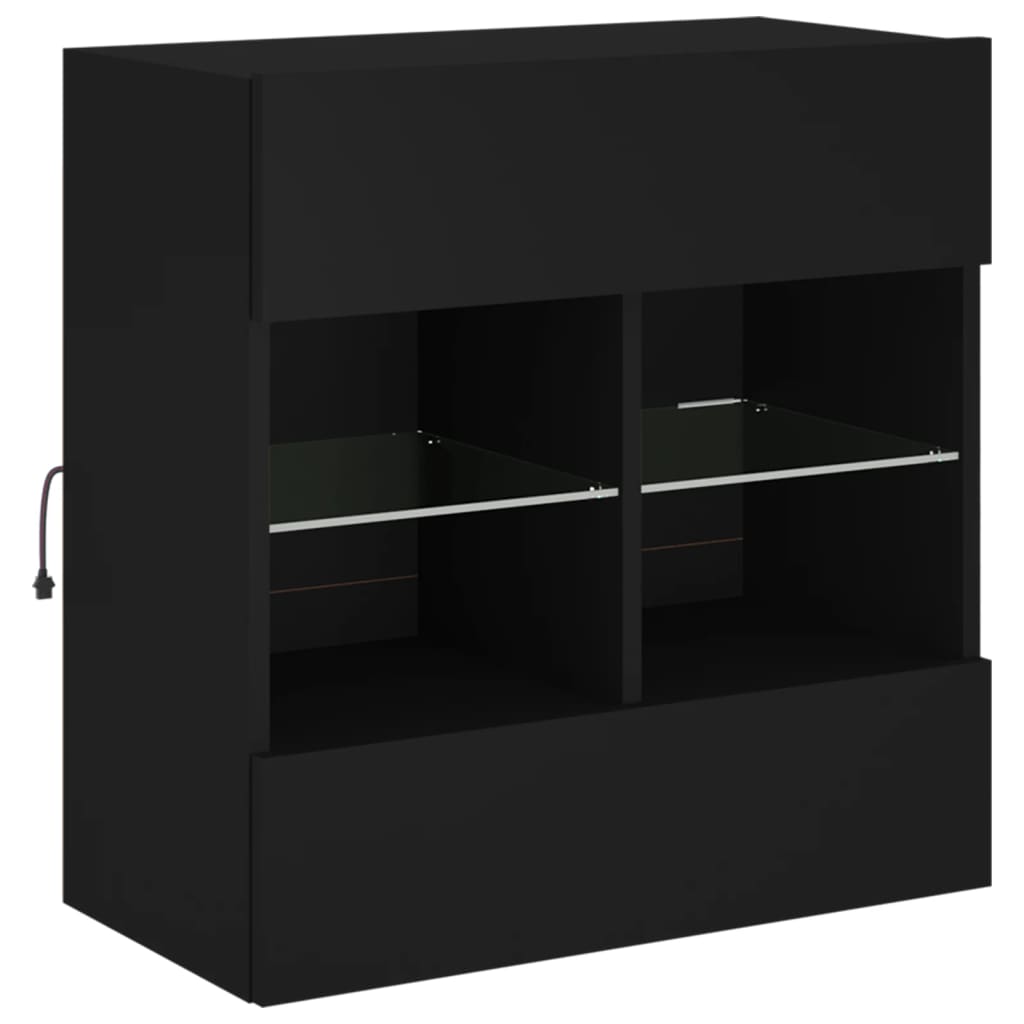 vidaXL TV Wall Cabinet with LED Lights Black 58,5x30x60,5 cm 5