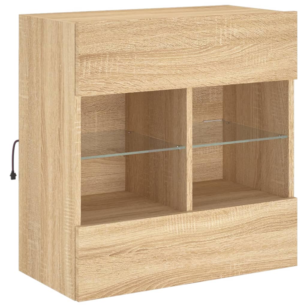 vidaXL TV Wall Cabinet with LED Lights Sonoma Oak 58,5x30x60,5 cm 5