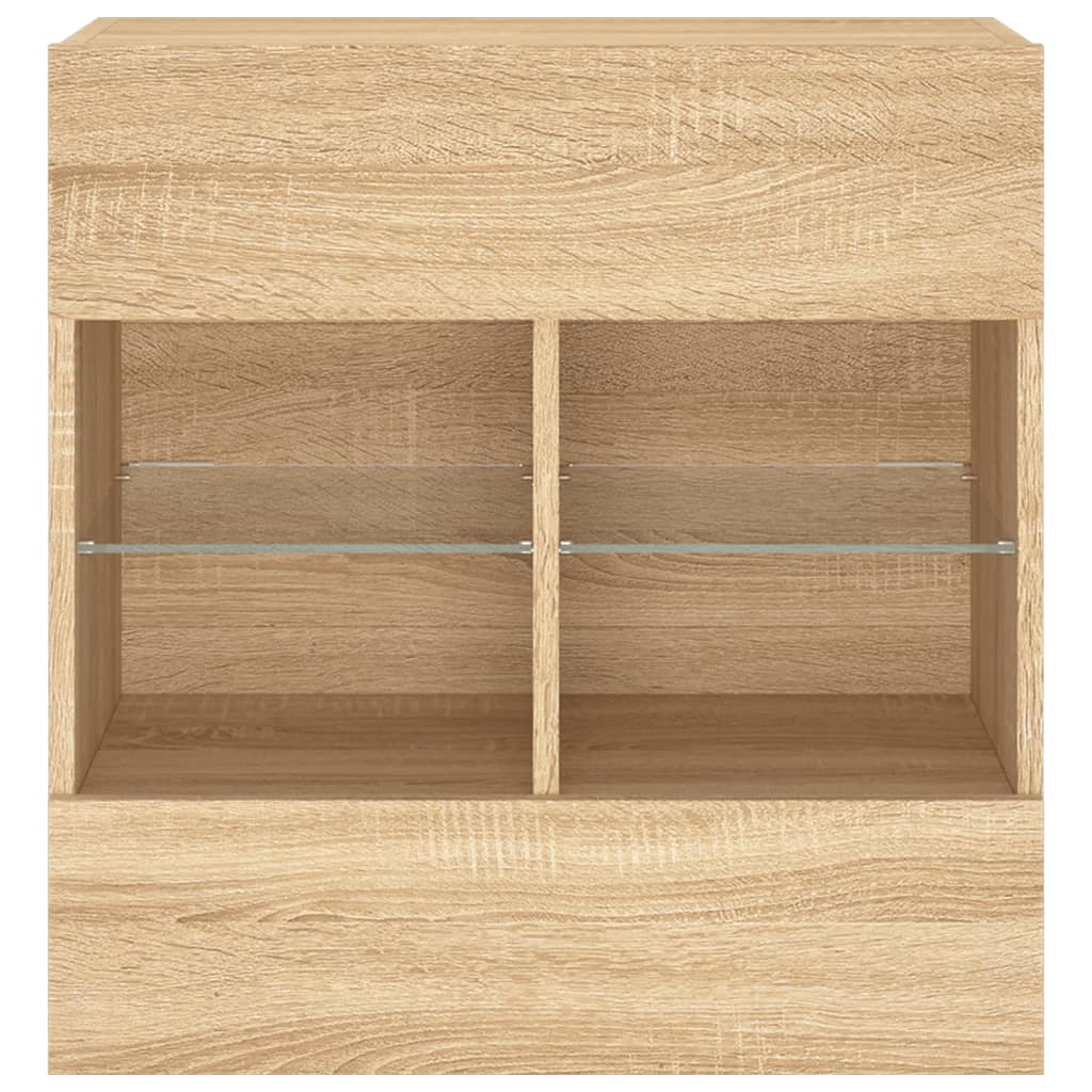 vidaXL TV Wall Cabinet with LED Lights Sonoma Oak 58,5x30x60,5 cm 6