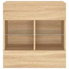 vidaXL TV Wall Cabinet with LED Lights Sonoma Oak 58,5x30x60,5 cm 6