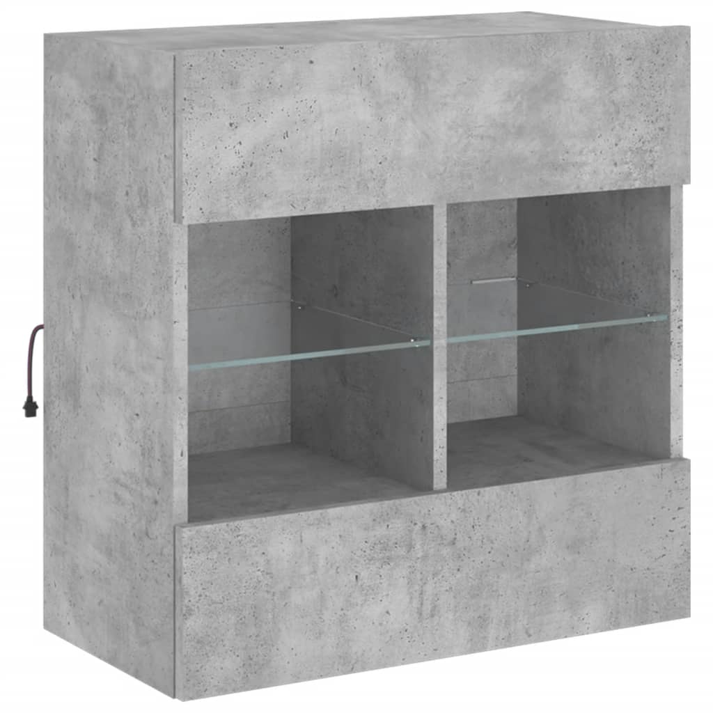 vidaXL TV Wall Cabinet with LED Lights Concrete Grey 58,5x30x60,5 cm 5