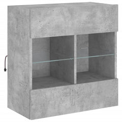 vidaXL TV Wall Cabinet with LED Lights Concrete Grey 58,5x30x60,5 cm 5