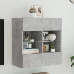 vidaXL TV Wall Cabinet with LED Lights Concrete Grey 58,5x30x60,5 cm 1