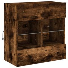 vidaXL TV Wall Cabinet with LED Lights Smoked Oak 58,5x30x60,5 cm 5