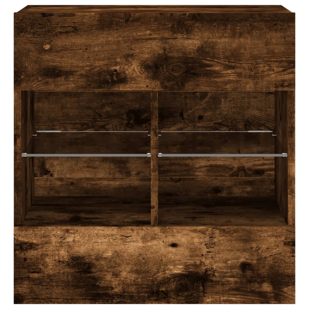 vidaXL TV Wall Cabinet with LED Lights Smoked Oak 58,5x30x60,5 cm 6