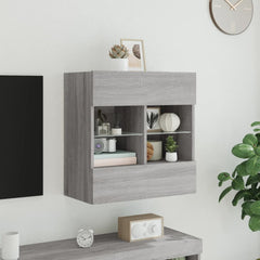 vidaXL TV Wall Cabinet with LED Lights Grey Sonoma 58,5x30x60,5 cm 4
