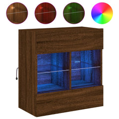 vidaXL TV Wall Cabinet with LED Lights Brown Oak 58,5x30x60,5 cm 2