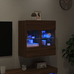 vidaXL TV Wall Cabinet with LED Lights Brown Oak 58,5x30x60,5 cm 3