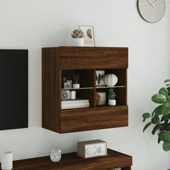 vidaXL TV Wall Cabinet with LED Lights Brown Oak 58,5x30x60,5 cm 4