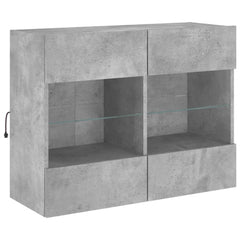 vidaXL TV Wall Cabinet with LED Lights Concrete Grey 78,5x30x60,5 cm 5