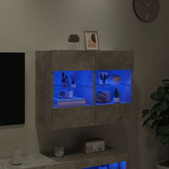 vidaXL TV Wall Cabinet with LED Lights Concrete Grey 78,5x30x60,5 cm 3