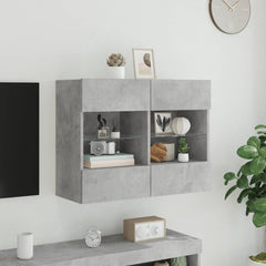 vidaXL TV Wall Cabinet with LED Lights Concrete Grey 78,5x30x60,5 cm 4