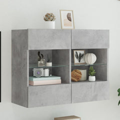 vidaXL TV Wall Cabinet with LED Lights Concrete Grey 78,5x30x60,5 cm 1