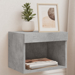 vidaXL Bedside Cabinets with LED Lights Wall-mounted 2 pcs Concrete Grey 1